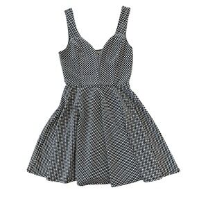 Finn & Clover A Line Polka Dot Black Mini Dress Size Small Pin Up Rockabilly 50s